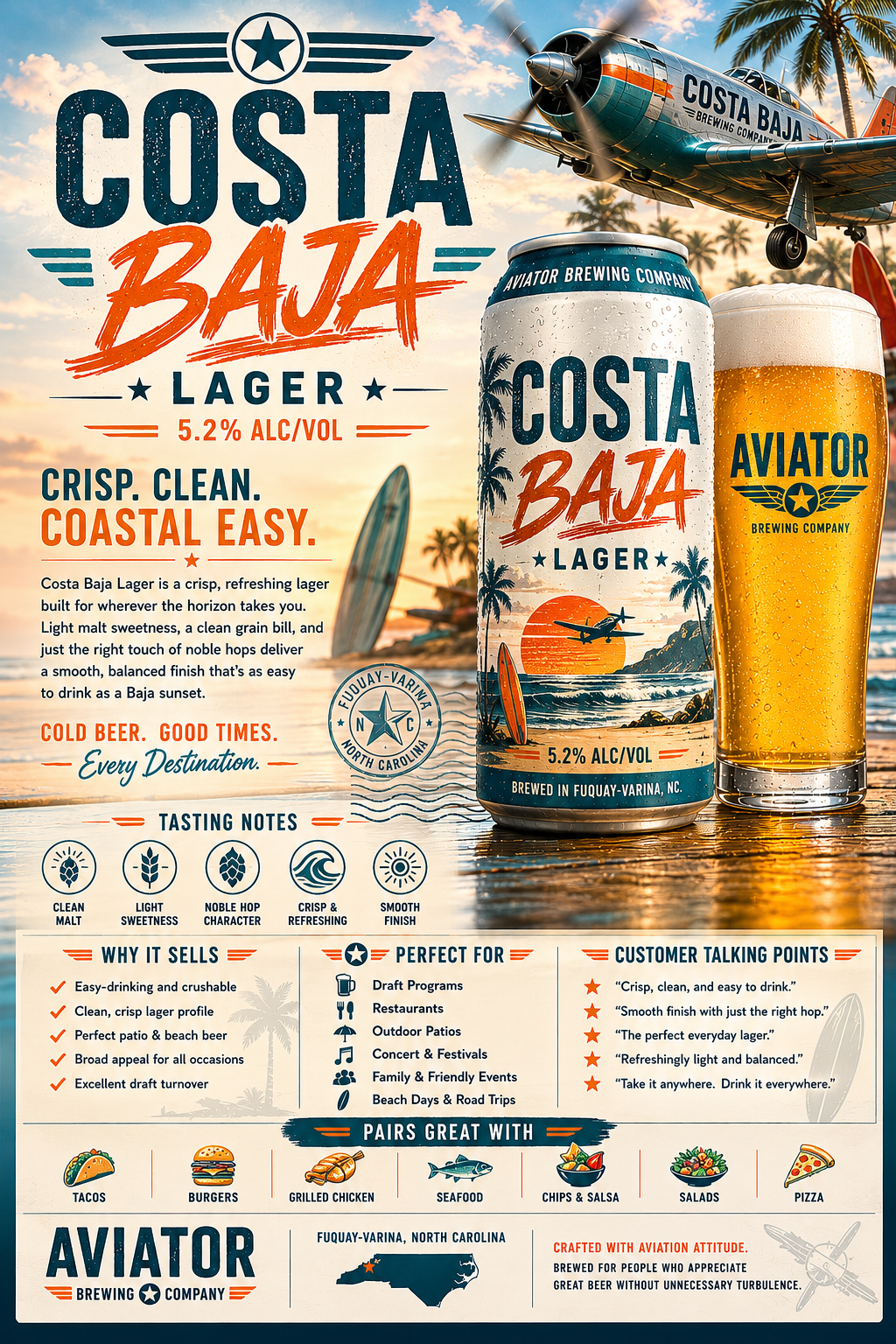 Costa Baja Lager beer artwork